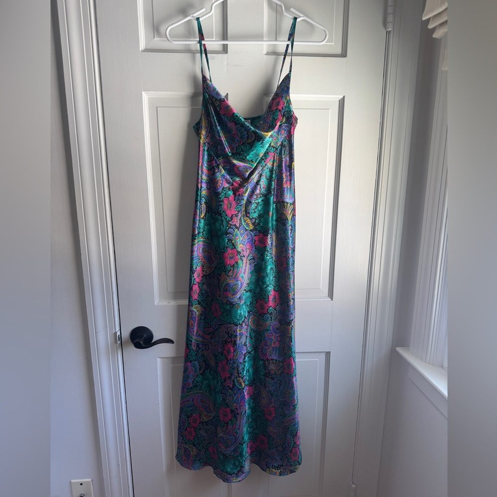 Vintage California Dynasty Paisley Slip Dress – Cowl Neck – 90s Vibes